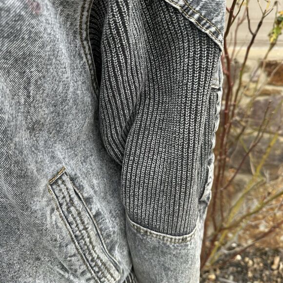 Vintage Joe Borders Squadron Mens XL Jacket Denim Full Zip Distressed Washed - Picture 7 of 15